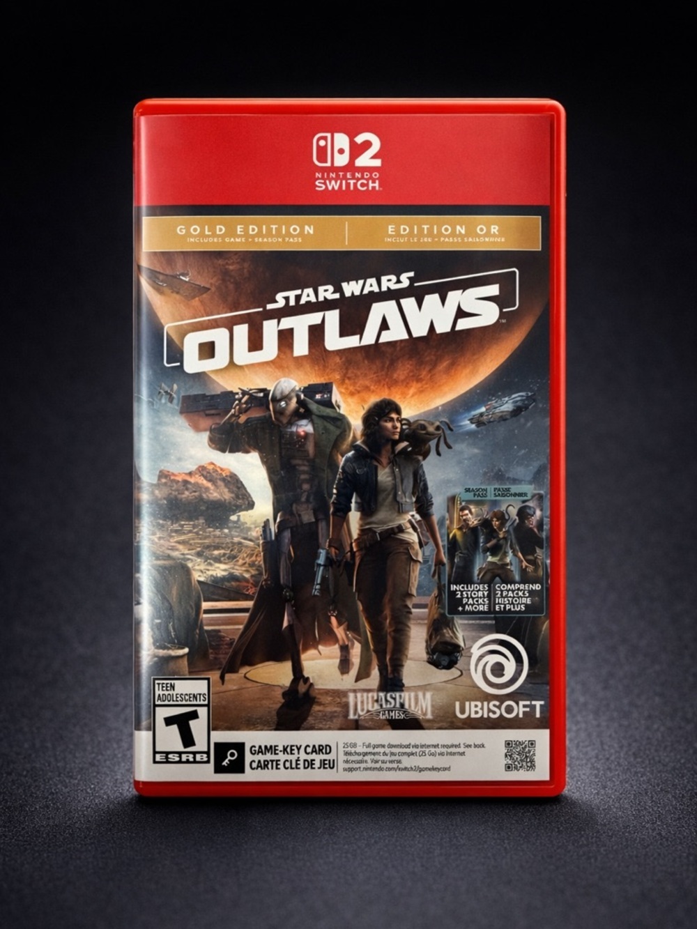 Star Wars Outlaws Gold Edition Nintendo Switch 2 Game Key Card w/ Case